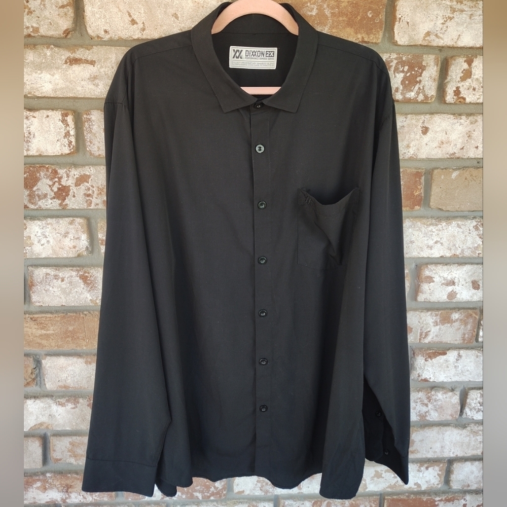 Dixxon Performance Bamboo Series Men's Black Dress Shirt 2X Work Office Casual